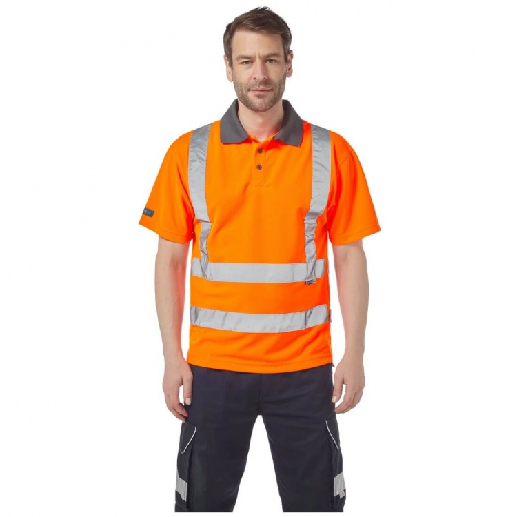 Leo Workwear P02-O Rockham ISO 20471 Class 2 Coolviz EcoViz®RP Polo Shirt Orange